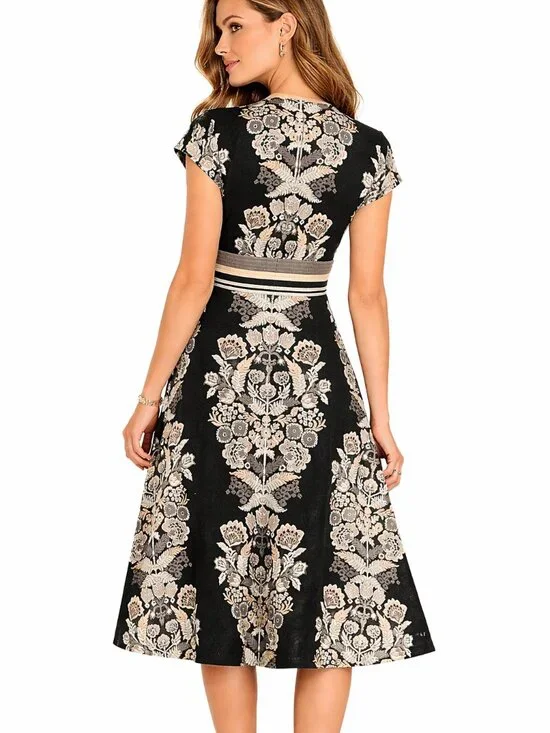 ETT TWA by Anthropologie Soiree Embroidered Midi Dress Size 4 Black - Picture 2 of 7